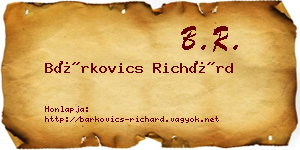 Bárkovics Richárd névjegykártya