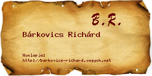Bárkovics Richárd névjegykártya